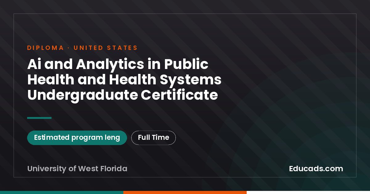 Ai and Analytics in Public Health and Health Systems Undergraduate Certificate