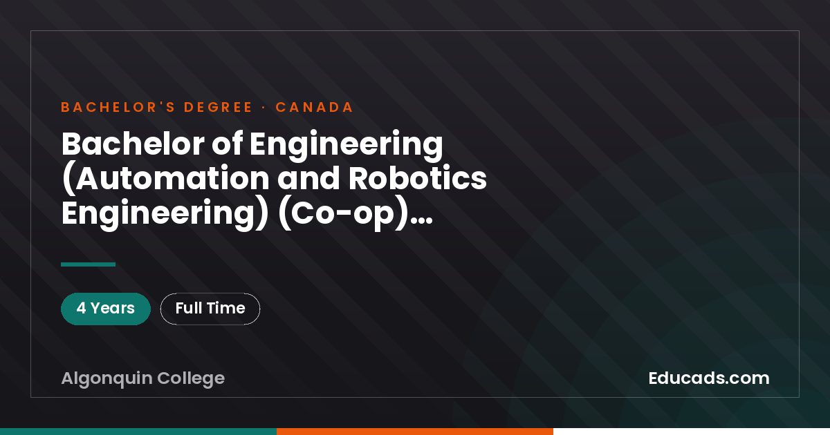 Bachelor of Engineering (Automation and Robotics Engineering) (Co-op) Pathway for Mechanical Engineering Technology
