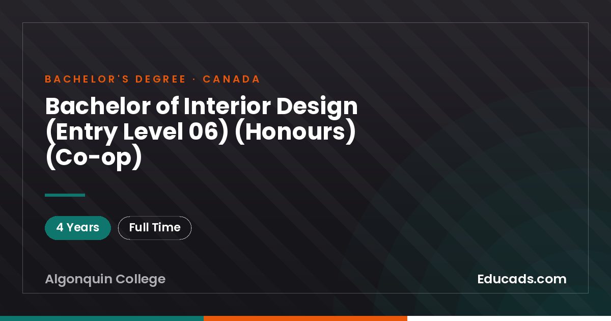 Bachelor of Interior Design (Entry Level 06) (Honours) (Co-op)