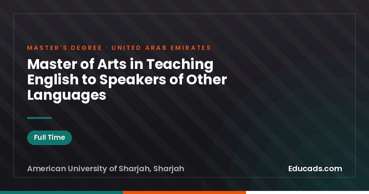 Master of Arts in Teaching English to Speakers of Other Languages