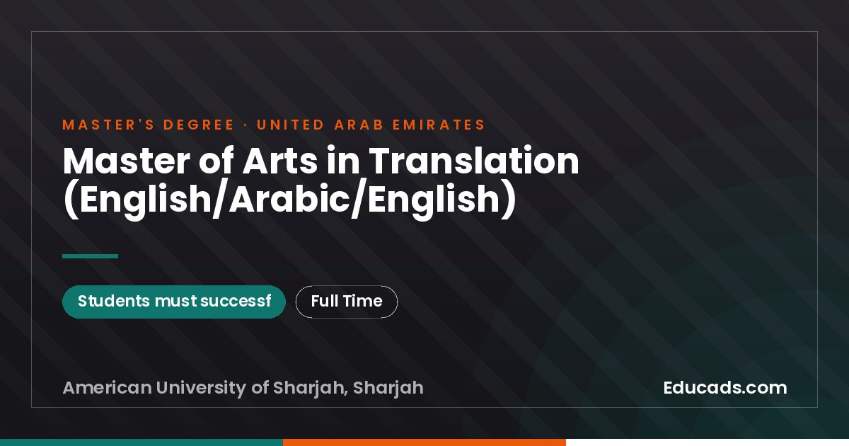Master of Arts in Translation (English/Arabic/English)