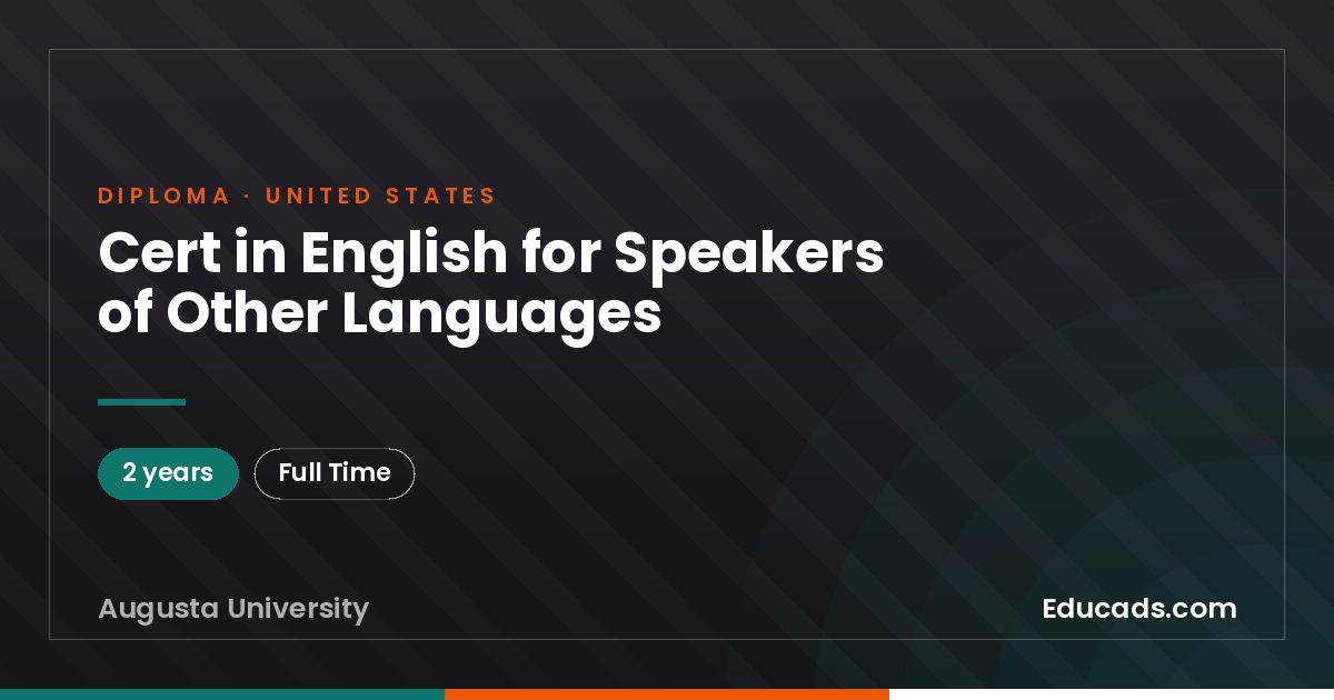 Cert in English for Speakers of Other Languages