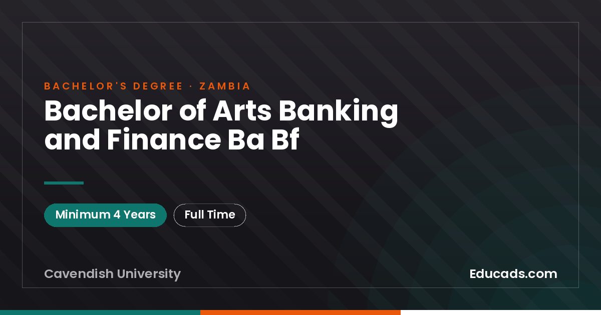 Bachelor of Arts Banking and Finance Ba Bf
