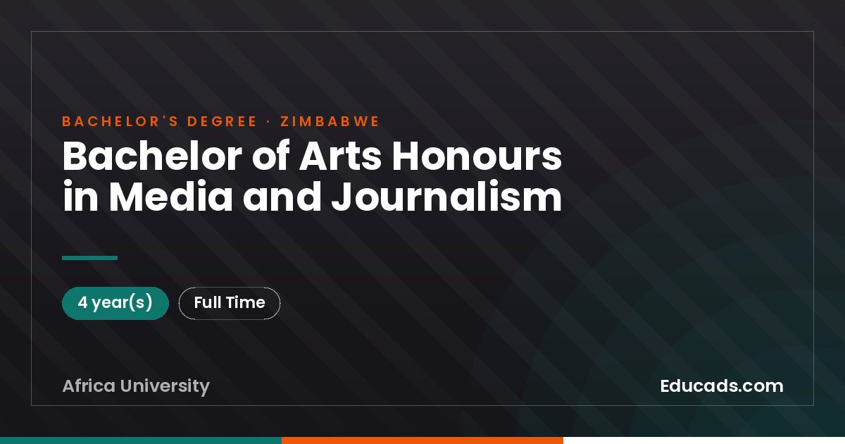 Bachelor of Arts Honours in Media and Journalism