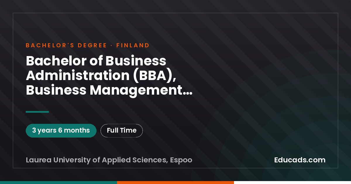 Bachelor of Business Administration (BBA), Business Management, International Separate Application, Laurea UAS