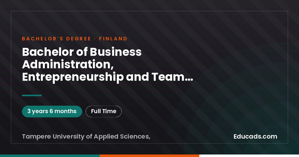 Bachelor of Business Administration, Entrepreneurship and Team Leadership