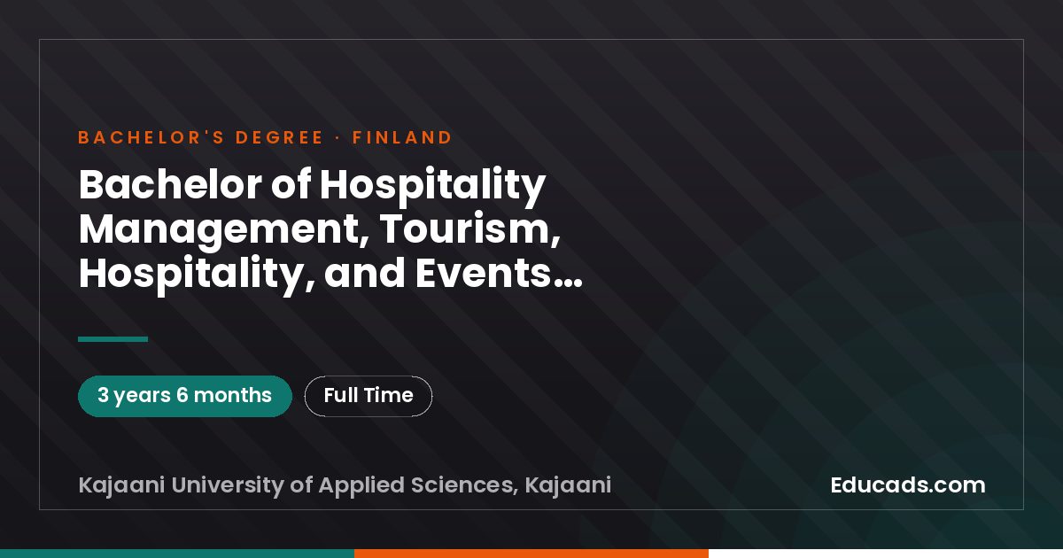 Bachelor of Hospitality Management, Tourism, Hospitality, and Events industries