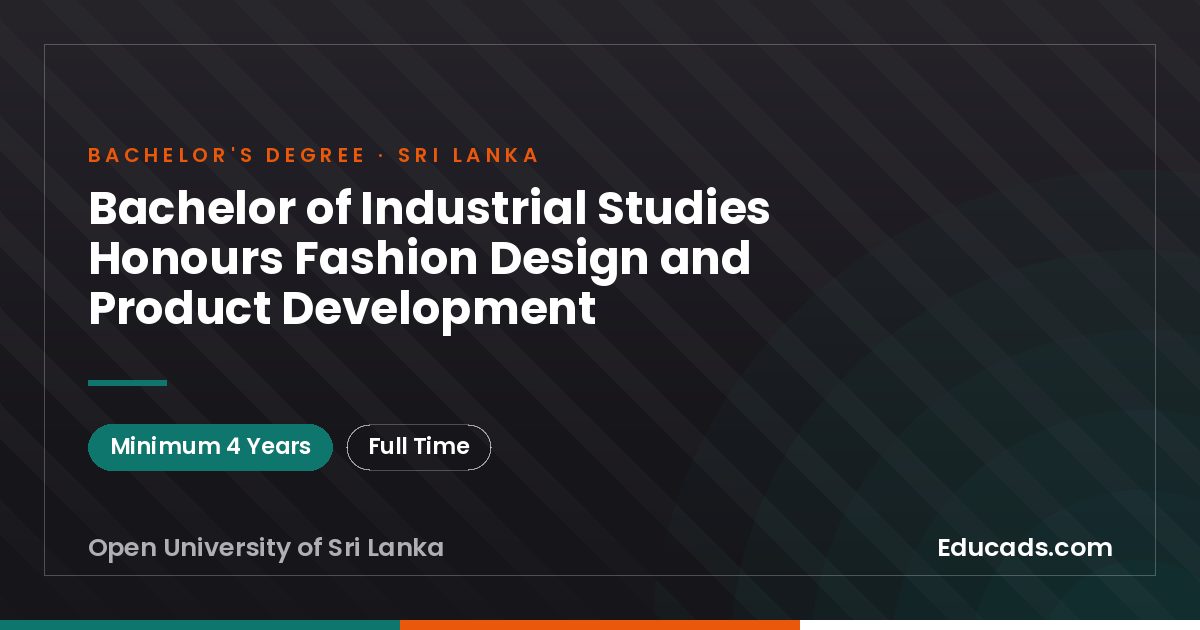 Bachelor of Industrial Studies Honours Fashion Design and Product Development
