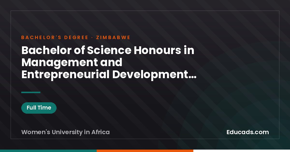 Bachelor of Science Honours in Management and Entrepreneurial Development Studies