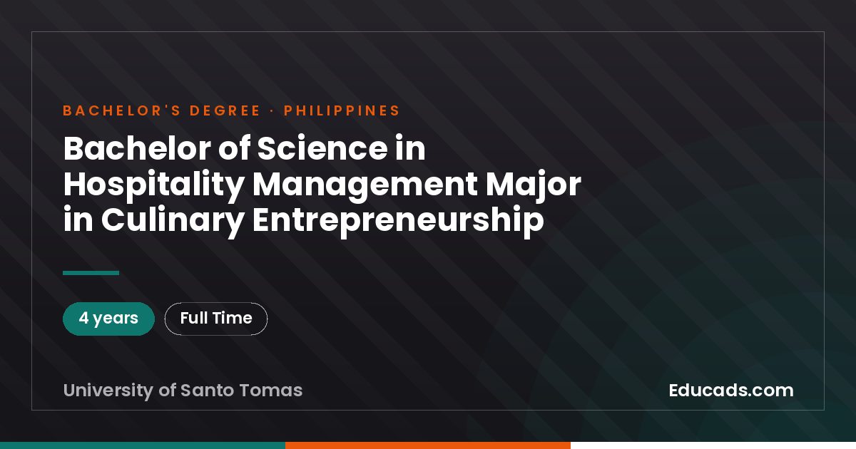 Bachelor of Science in Hospitality Management Major in Culinary Entrepreneurship