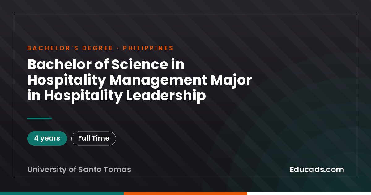 Bachelor of Science in Hospitality Management Major in Hospitality Leadership