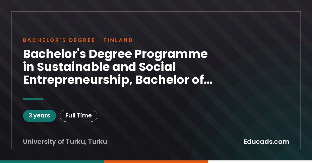 Bachelor's Degree Programme in Sustainable and Social Entrepreneurship, Bachelor of Science (Economics and Business Administration)