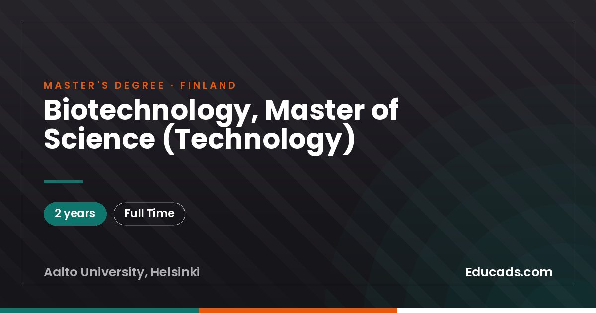 Biotechnology, Master of Science (Technology)