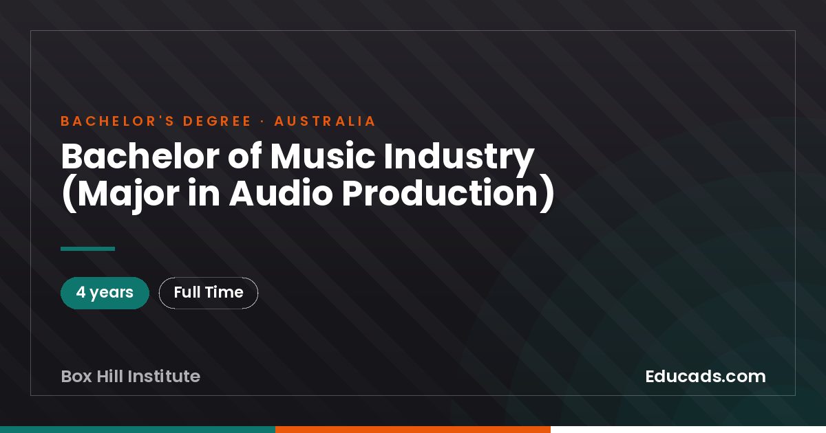 Bachelor of Music Industry (Major in Audio Production)