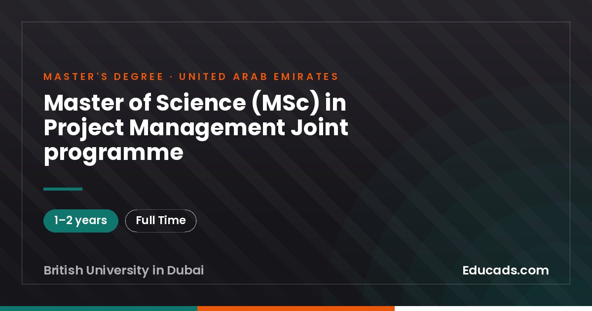Master of Science (MSc) in Project Management Joint programme