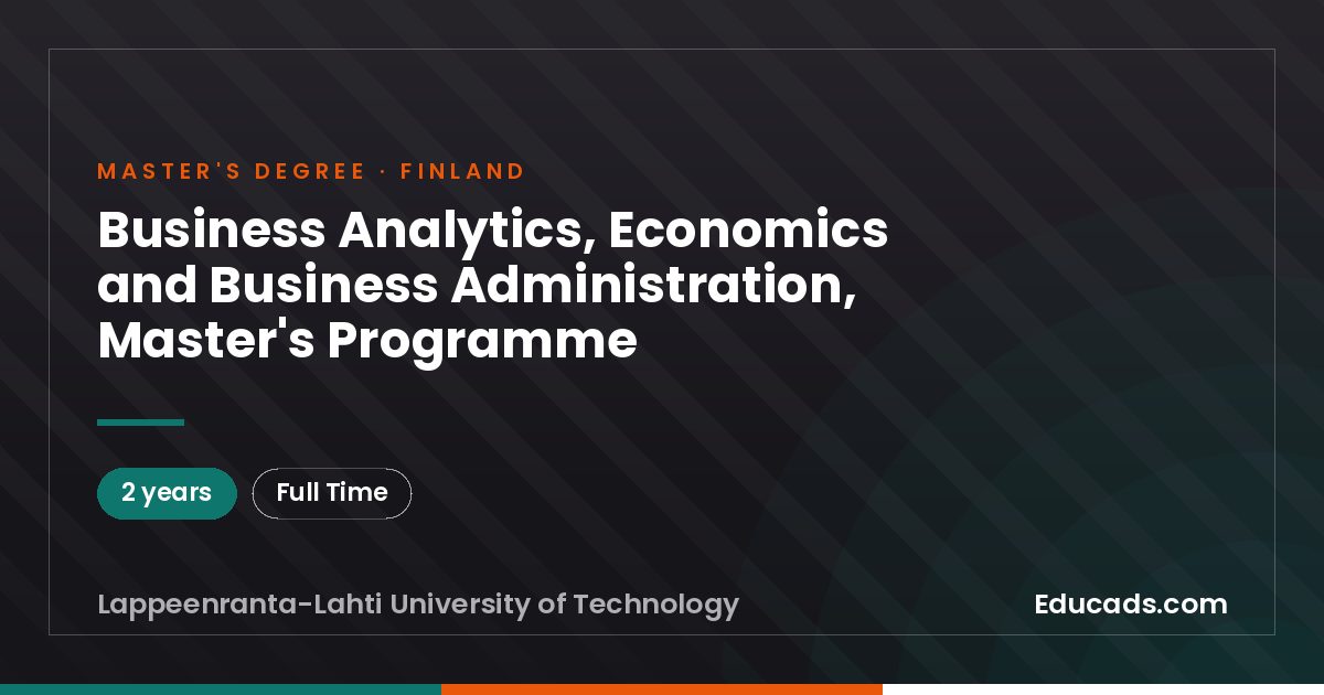 Business Analytics, Economics and Business Administration, Master's Programme