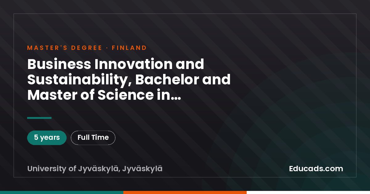 Business Innovation and Sustainability, Bachelor and Master of Science in Economics and Business Administration