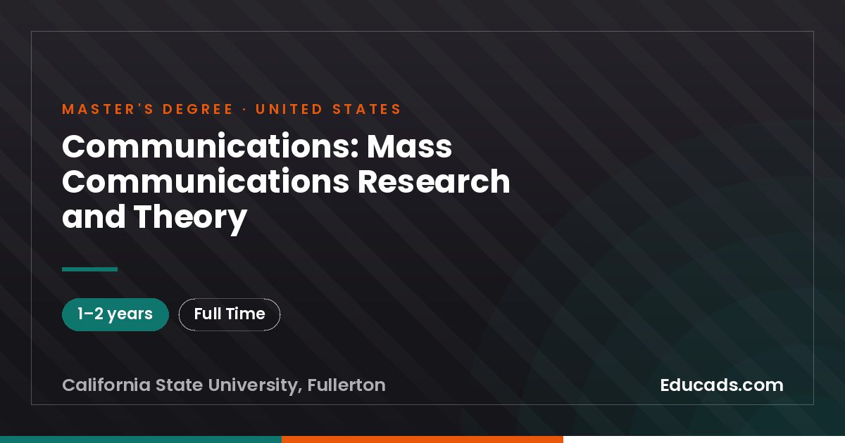 Communications: Mass Communications Research and Theory