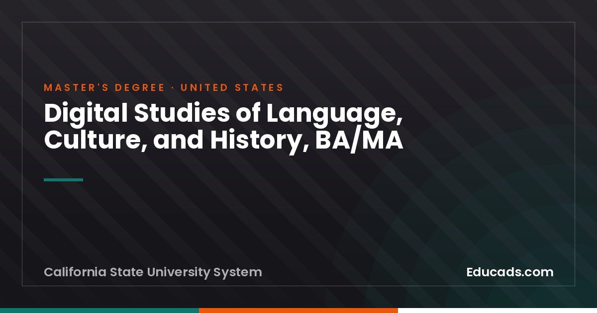 Digital Studies of Language, Culture, and History, BA/MA
