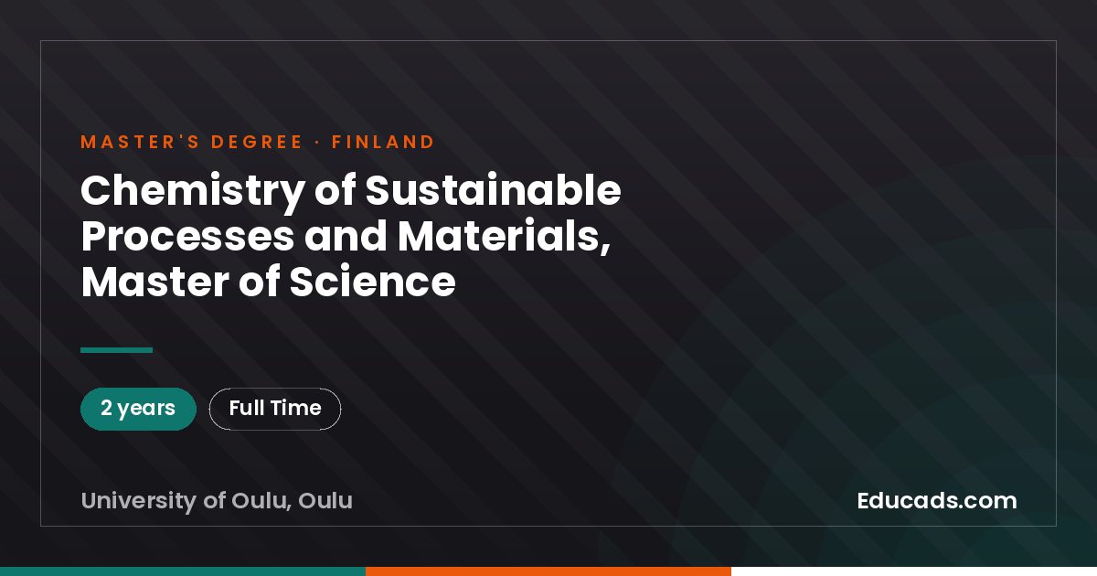 Chemistry of Sustainable Processes and Materials, Master of Science