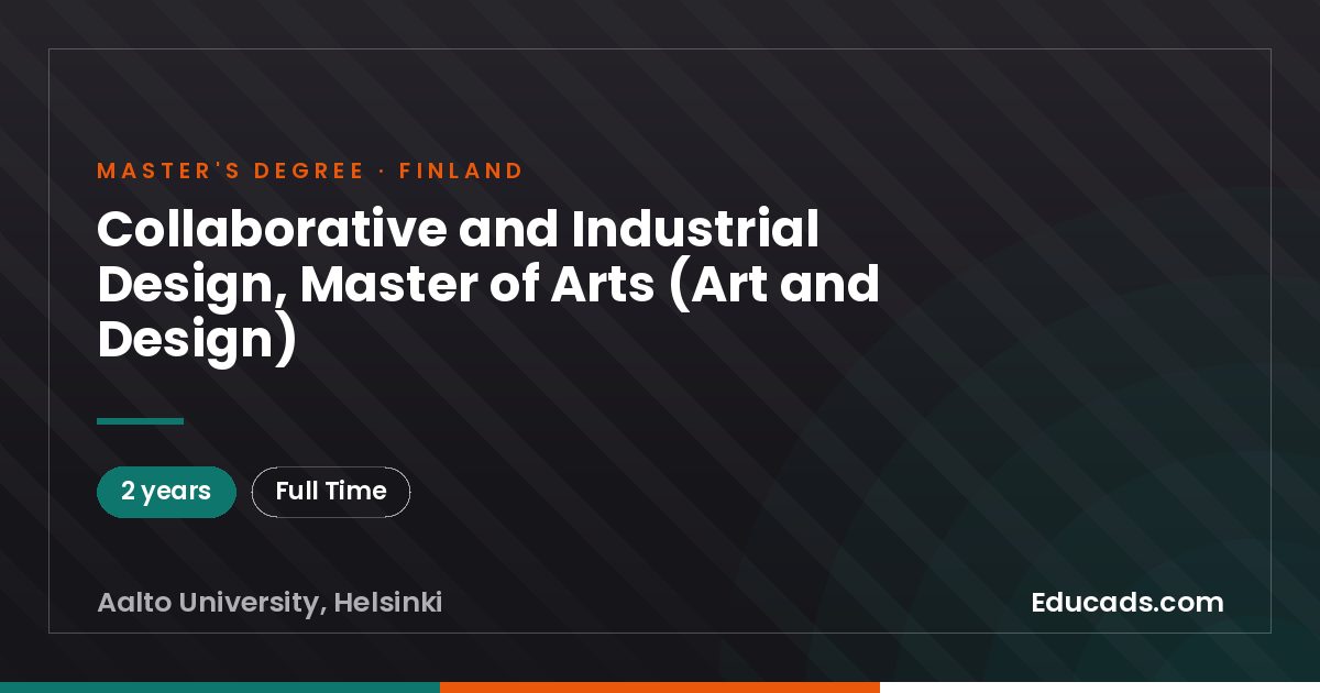 Collaborative and Industrial Design, Master of Arts (Art and Design)