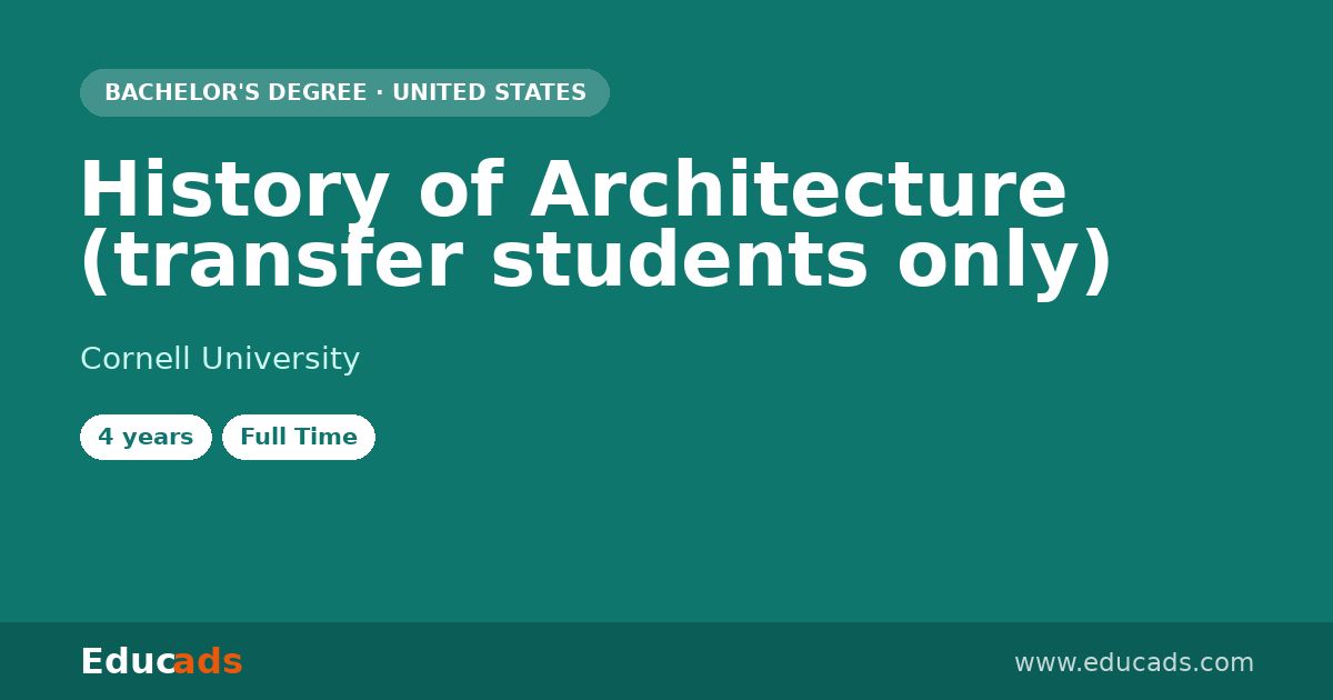 History of Architecture (transfer students only)