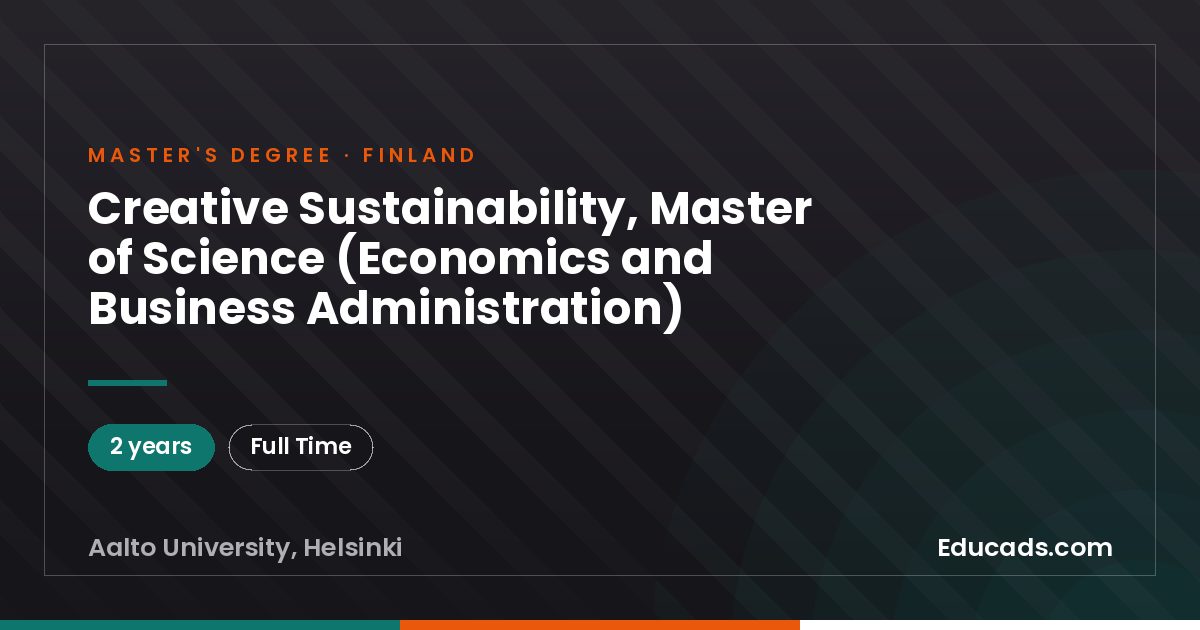 Creative Sustainability, Master of Science (Economics and Business Administration)