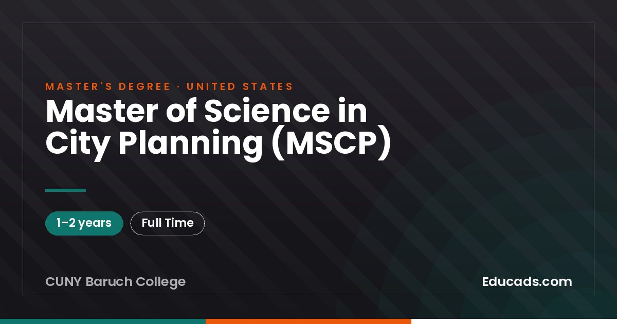 Master of Science in City Planning (MSCP)