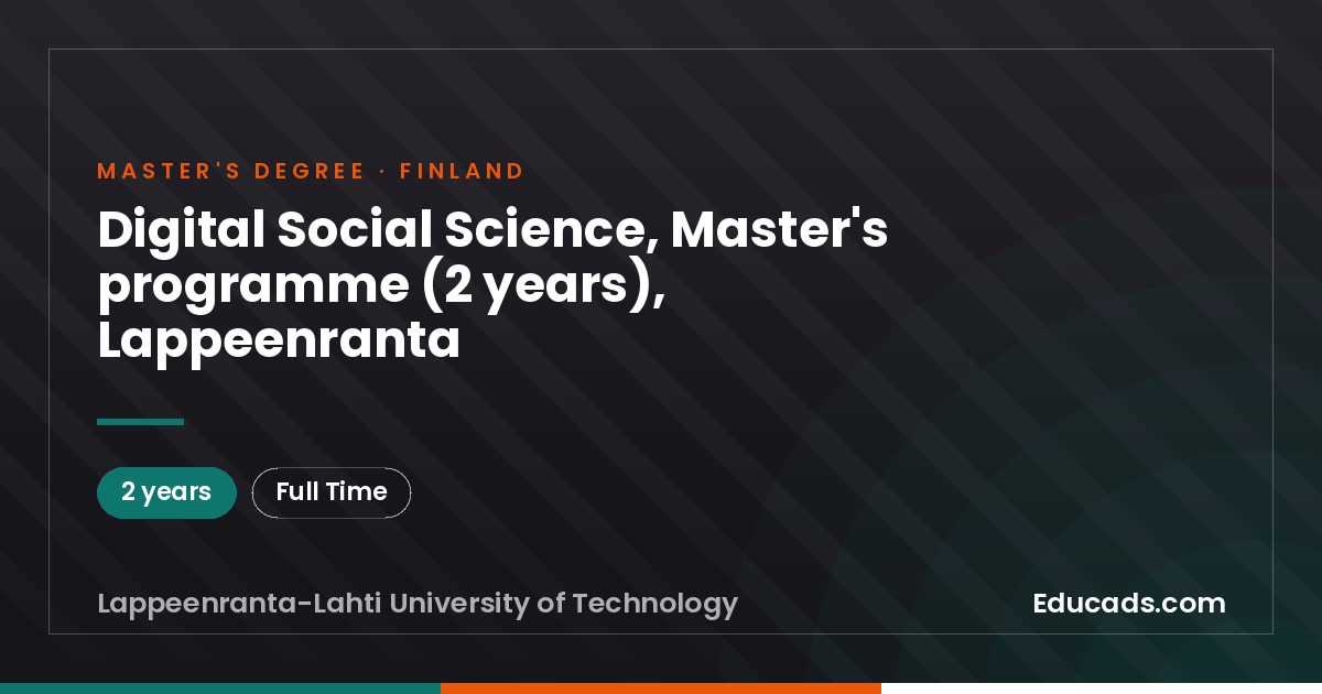 Digital Social Science, Master's programme (2 years), Lappeenranta