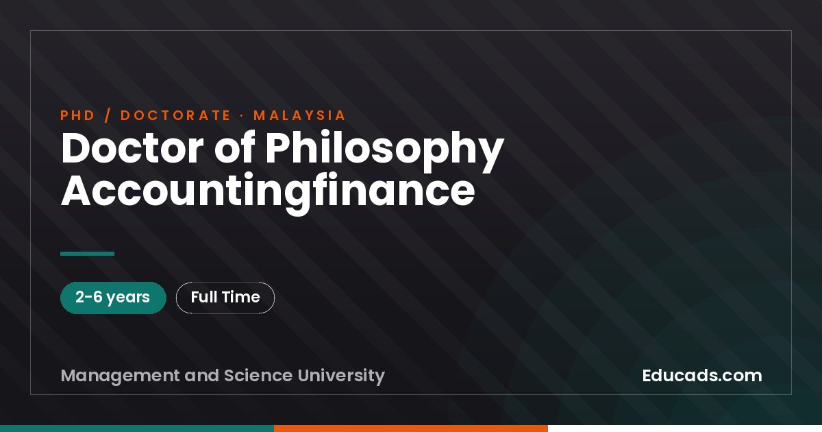 Doctor of Philosophy Accountingfinance