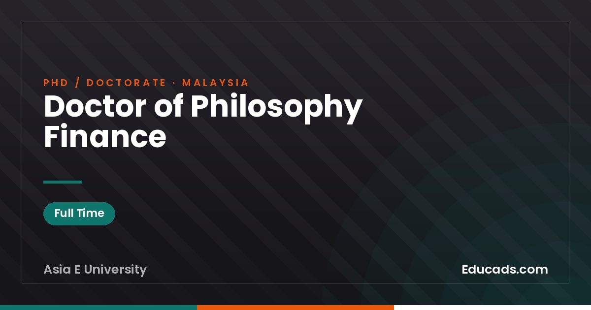 Doctor of Philosophy Finance
