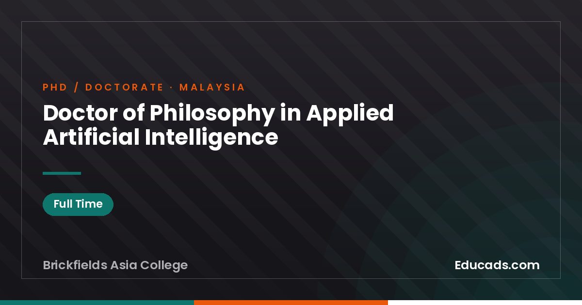 Doctor of Philosophy in Applied Artificial Intelligence