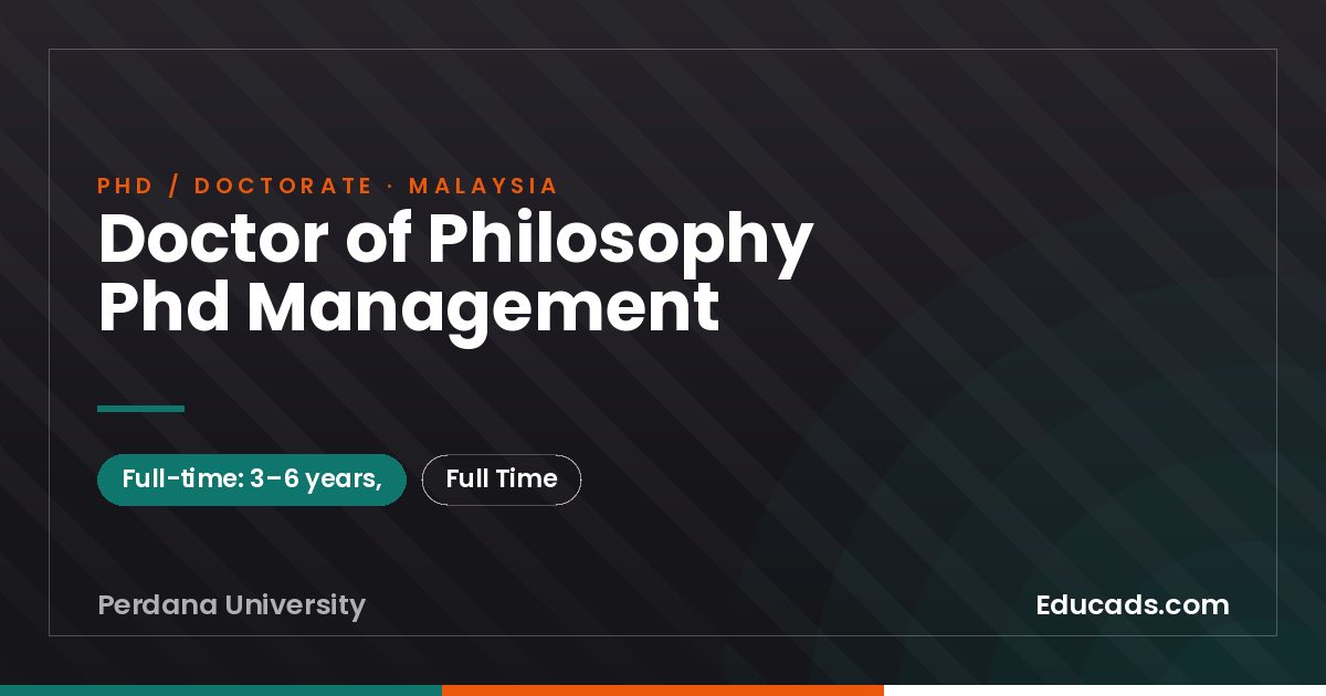 Doctor of Philosophy Phd Management