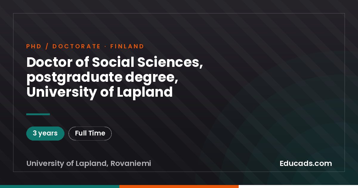 Doctor of Social Sciences, postgraduate degree, University of Lapland