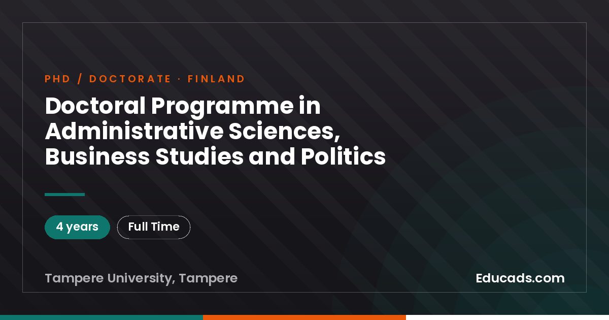 Doctoral Programme in Administrative Sciences, Business Studies and Politics