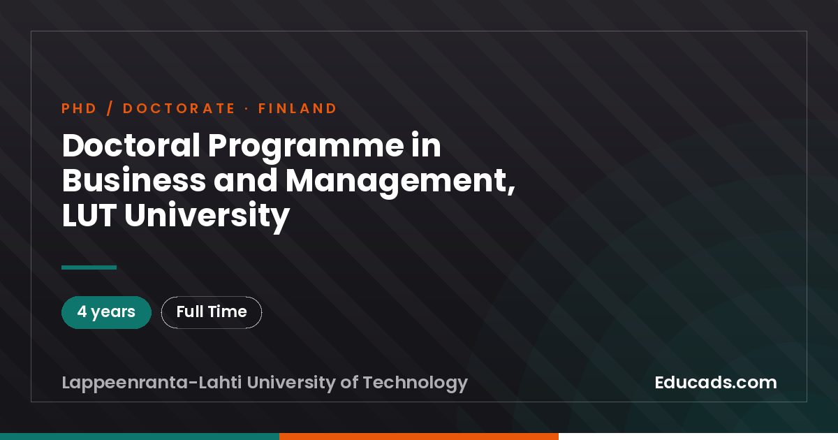 Doctoral Programme in Business and Management, LUT University