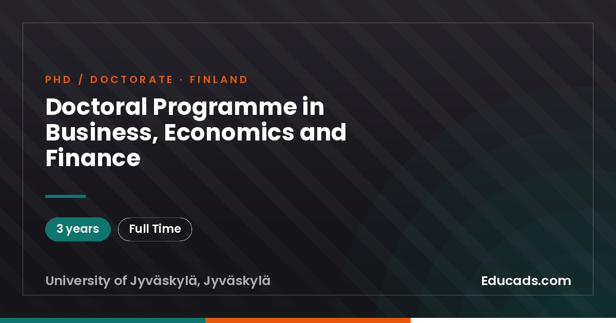Doctoral Programme in Business, Economics and Finance