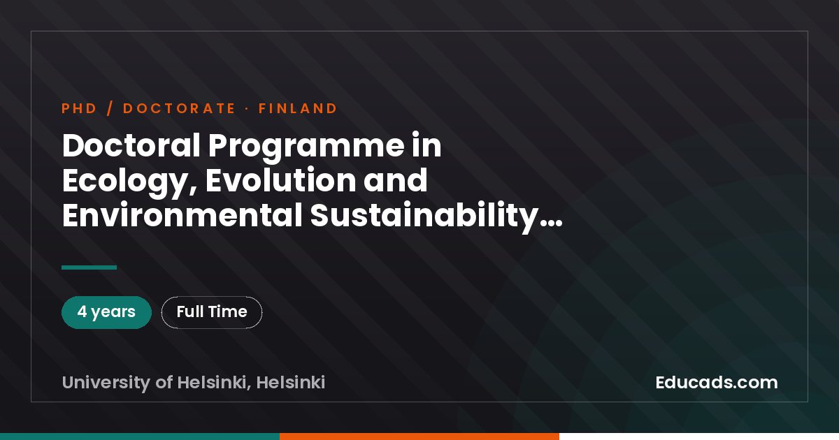 Doctoral Programme in Ecology, Evolution and Environmental Sustainability in Society