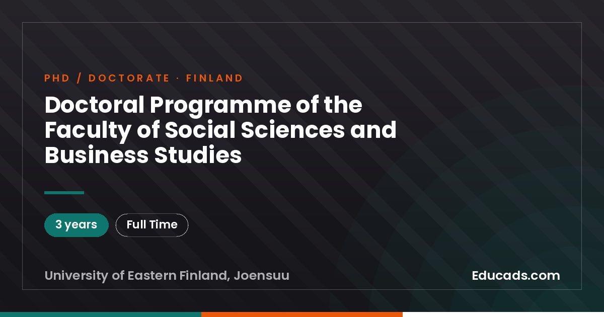 Doctoral Programme of the Faculty of Social Sciences and Business Studies