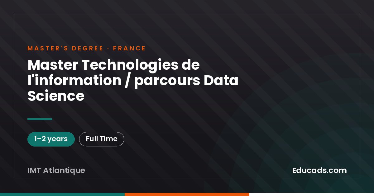 Master Technologies de l'information / parcours Data Science