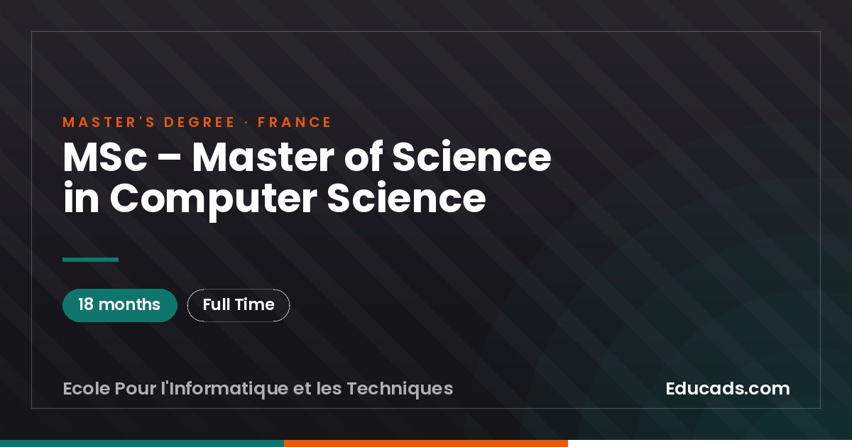 MSc – Master of Science in Computer Science