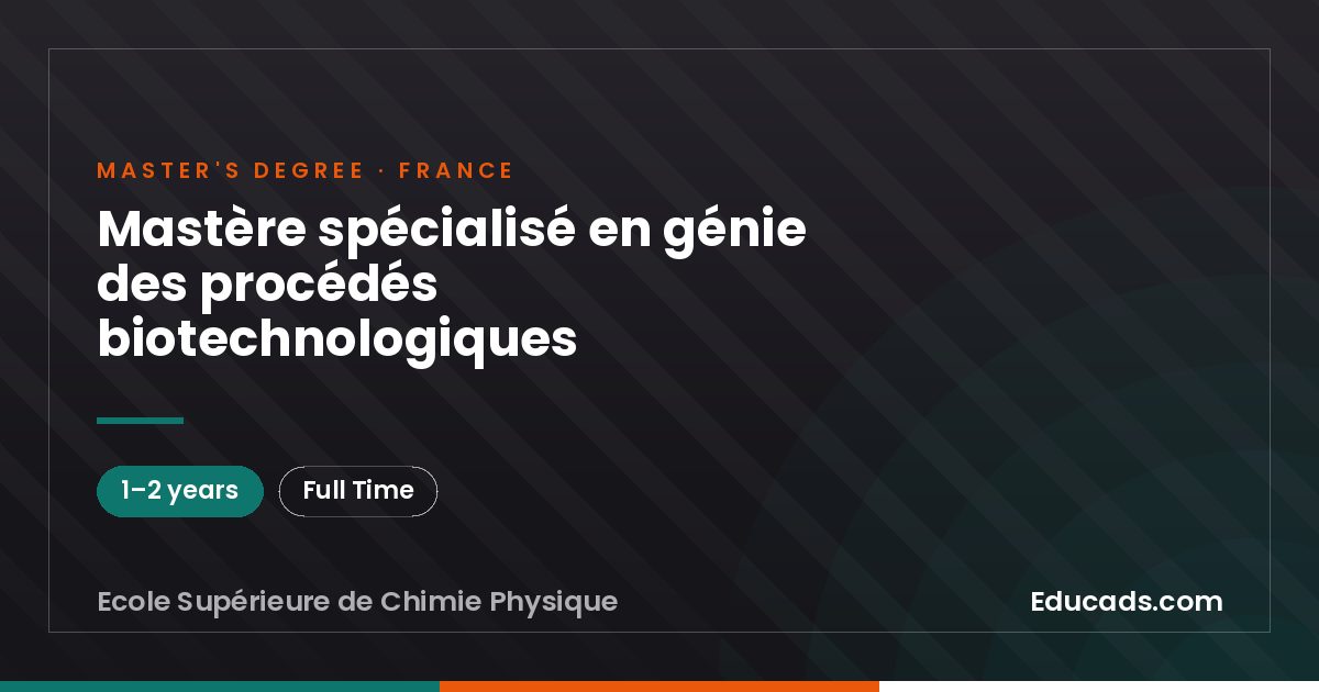 Mastère spécialisé en génie des procédés biotechnologiques