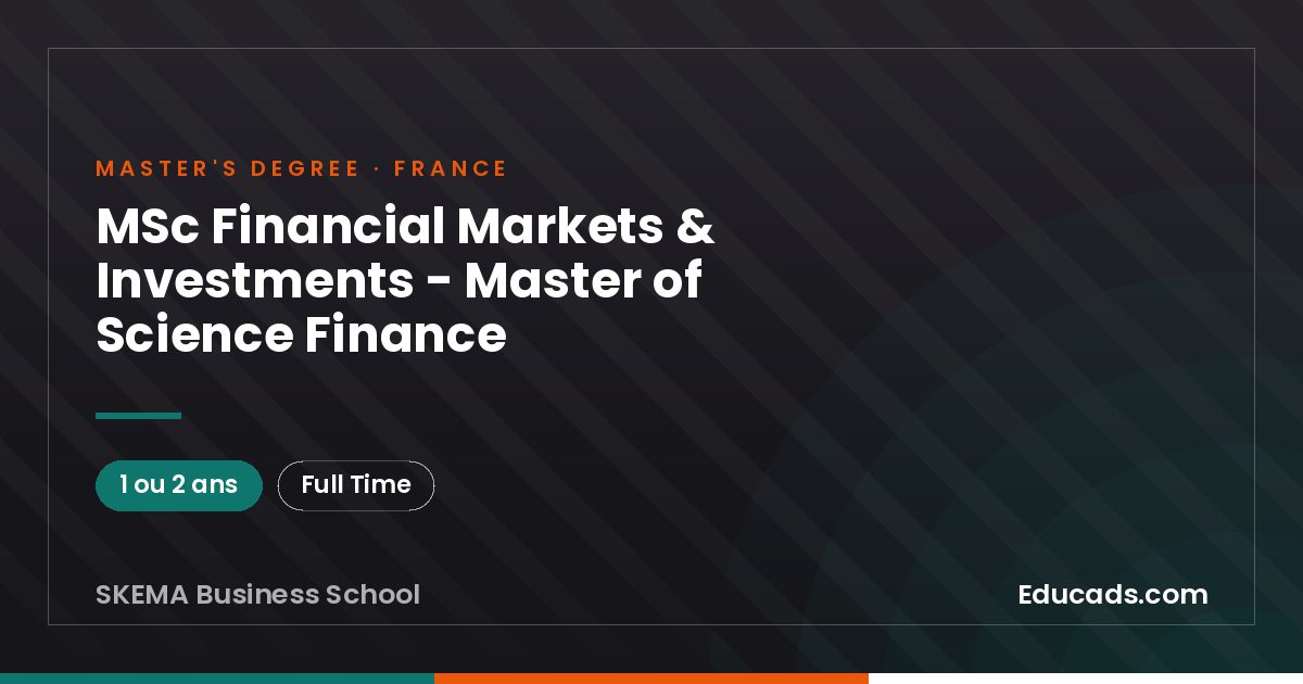 MSc Financial Markets & Investments - Master of Science Finance
