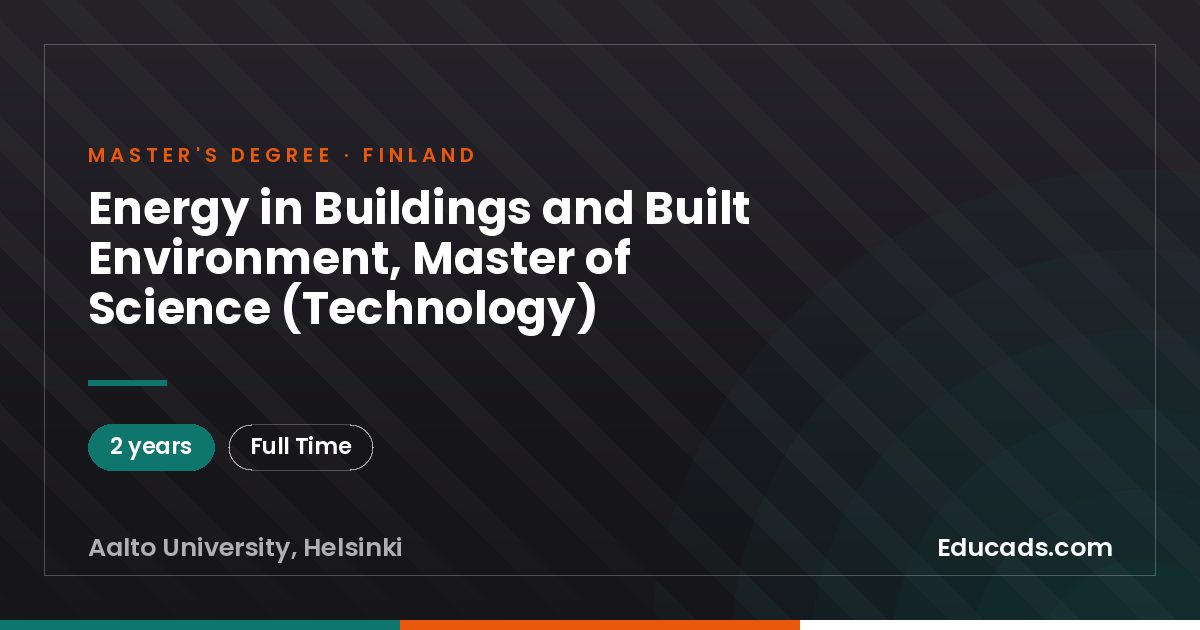 Energy in Buildings and Built Environment, Master of Science (Technology)