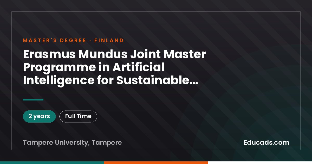 Erasmus Mundus Joint Master Programme in Artificial Intelligence for Sustainable Societies (AISS), Sustainable Societies and Digitalisation, Master of Social Sciences