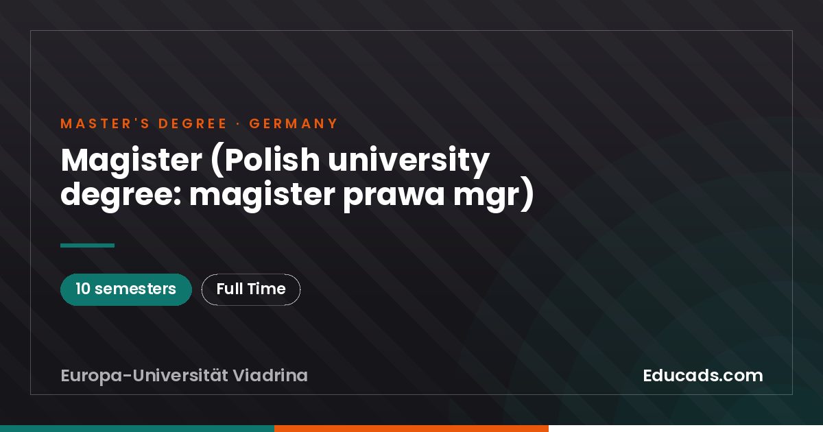 Magister (Polish university degree: magister prawa mgr)