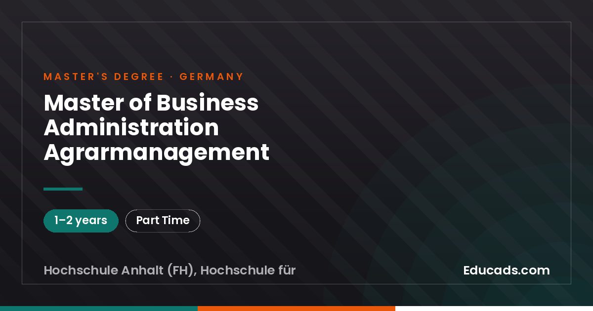 Master of Business Administration Agrarmanagement