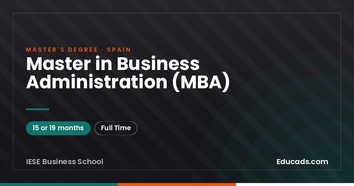 Master in Business Administration (MBA)