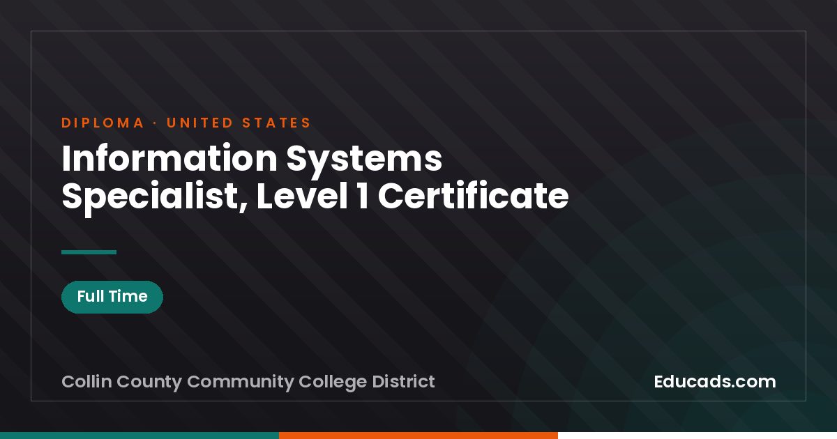 Information Systems Specialist, Level 1 Certificate