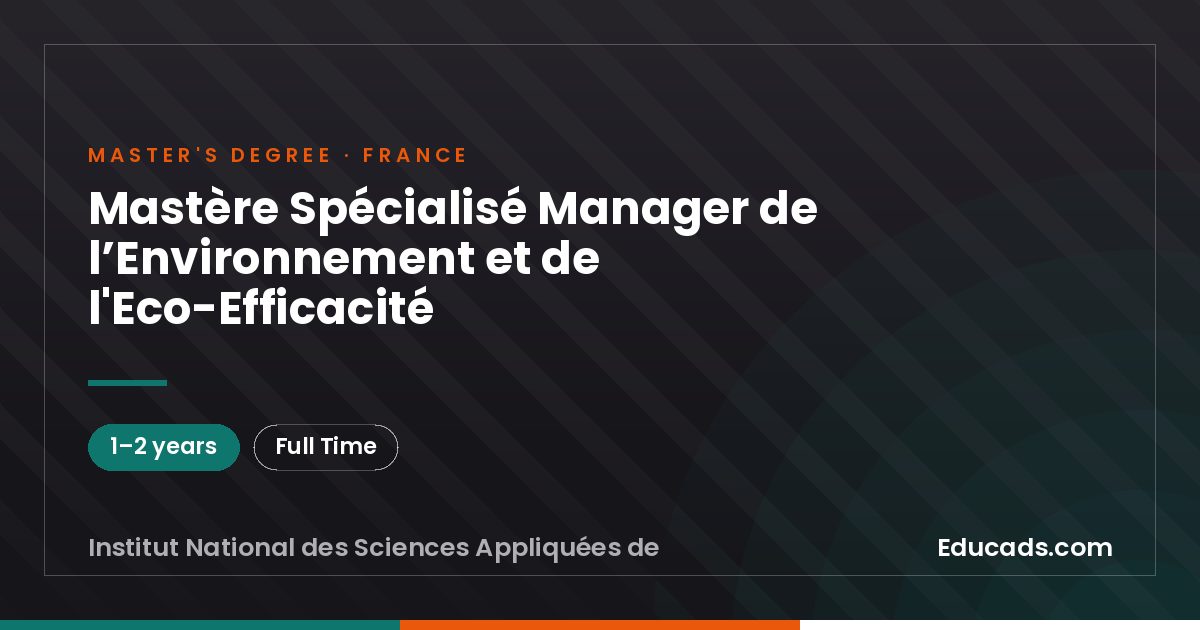 Mastère Spécialisé Manager de l’Environnement et de l'Eco-Efficacité